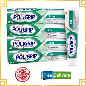 Super Poligrip Zinc Free Denture and Partials Adhesive Cream,2.4 ounce(Pack)-USA - Picture 1 of 10