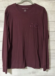 Maglione American Eagle bordeaux logo AE vestibilità standard grande manica lunga uomo - Foto 1 di 5