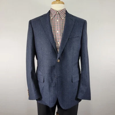 Abrigo Blazer Deportivo John W Nordstrom Para Hombres Dos Botones Azul Marino Espiga Cachemira 42R Foto 1 de 4