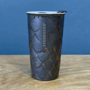 Vaso de cerámica Starbucks Anniversary Collection 2016 escalas de sirena de bronce - Imagen 1 de 6