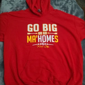 Kansas City Chiefs Mens 4XL GO BIG OR GO MAHOMES Hoodie Sweatshirt Red KC Taylor - Picture 1 of 13