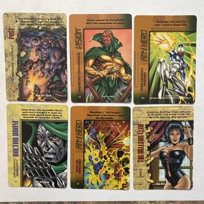 (6) 1995 MARVEL OVERPOWER COLLECTABLE CARD GAME “ONE PER DECK” NO DOUBLES - Image 1 of 4