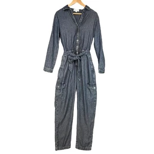 Cloth & Stone Denim Jumpsuit Belted Long Sleeve Button Down Gray Size S - Picture 1 of 8