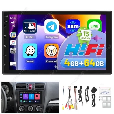4G+64G 7" CarPlay Android 14 Double 2 Din Car Radio Stereo GPS NAV Touch Screen - Image 1 of 4