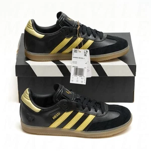 Adidas Jungen Samba x Messi Hallen Fußballschuhe Leder schwarz gold Gummi Größe 4,5 - Bild 1 von 14