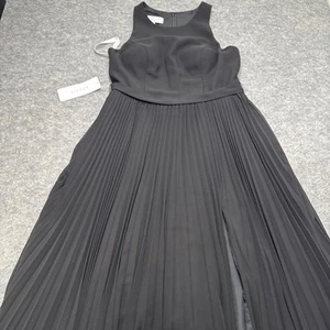 Azazie Lindie A-Line Sleeveless Stretch Satin Dress Black Size A12 - Picture 1 of 8