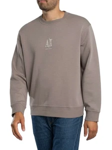 Armani Exchange Men's Embroidered Centre Logo Sweatshirt, Grey - Picture 1 of 5