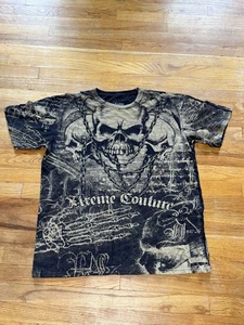 Camiseta Xtreme Couture XL Negra Estampado Completo Calavera Buen Estado 100% Algodón - Imagen 1 de 8