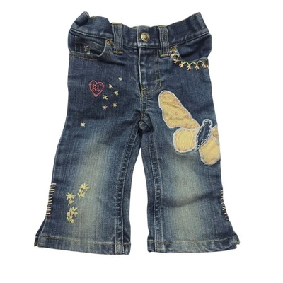 Jeans Vintage Ralph Lauren Bebé Niña Denim Mariposa Corazón Bordado 12 Meses Foto 1 de 4