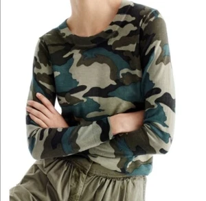 J Crew Pullover Damen XS Camouflage Merinowolle leichter Pulli Preppy Freizeit Oberteil - Bild 1 von 6
