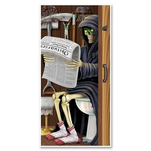 Divertida GRIM REAPER en CUBIERTA PUERTA ORINAL Baño Inodoro Cumpleaños Fiesta Decoración - Imagen 1 de 2