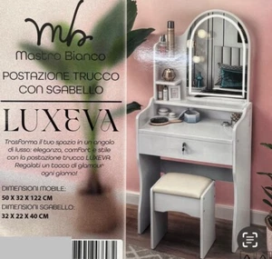 Toeletta trucco Bianco sgabello Moderno Specchio Con Luce Led Touch 3 Colori - Foto 1 di 2