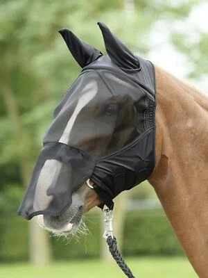 Busse Fliegenmaske FLY BUCKLER Plus schwarz Nüsternschutz - 5 Größen - H&H Celle