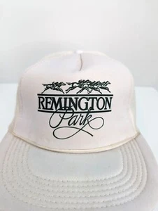 Vintage Remington Park Men White Wide Brim Mesh Back Adj Snapback Cap Hat - Picture 1 of 10