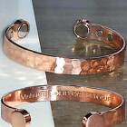 SOLID COPPER MAGNETIC BRACELET MEN WOMEN HAMMERED Opt 7" or 7.5" VISHACHI CB26M