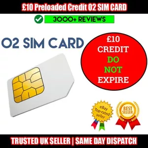 £10 KREDIT O2 UK Netzwerk Pay As You Go Sim-Karte - läuft NICHT ab - Bild 1 von 7
