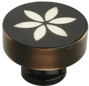 Mascot Hardware Embossed Flower Dark Brown Resin Cabinet Knob - Pack-1 - Picture 1 of 3