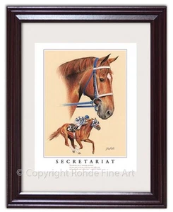 SEKRETARIAT GERAHMTER PFERDERENNEN KUNSTDRUCK Gemälde Kentucky Derby Triple Crown - Bild 1 von 1