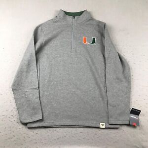 Miami Hurricanes Sweatshirt Mens Medium Gray Fleece 1/4 Zip Mock Neck NCAA NWT