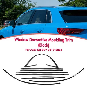 Titanium Black Window Strip Moulding Seal Belt Trim Decor For Audi Q3 SUV 19-24 - Foto 1 di 20