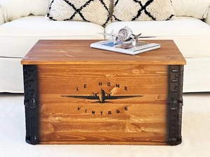 Aparador Mesita Baja Madera Maciza Mesa de Salón Truhentisch Caja Vintage - Imagen 1 de 7