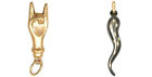 14K Gold Italian Hand Sign & Black Rhodium 14K Yellow Gold Italian Horn Charms