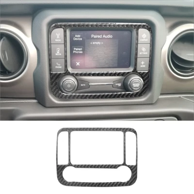Cubierta del sistema de navegación de fibra de carbono de 5 pulgadas para Jeep Wrangler JL Gladiator Foto 1 de 4
