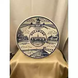 Piastra da parete rotonda vintage Ironstone Delaware Stato souvenir 10 pollici - Foto 1 di 10