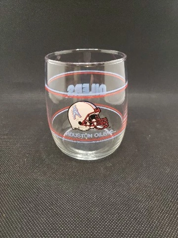 Vintage Houston Oilers 3.75 IN Glass Stemless Rocks Tumbler Shell Gas Promo 1993 Cover