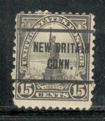 Sc # 696 ~ 15 cent Statue of Liberty Issue, Precancel, NEW BRITAIN CONN. - Image 1 of 2