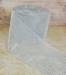 1m 10cm silver Diamonte Crystal Effect Rhinestone Cake Decoration Ribbon Mesh - Picture 1 of 1