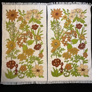Unbenutzt Vintage Menge 2 Fieldcrest Fransen Badetücher 42"x24" Blumen Wildblumen - Bild 1 von 8
