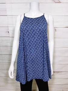 Cacique Womens Top Size 18/20 Blue Argyle Floral Sleeveless - Picture 1 of 6