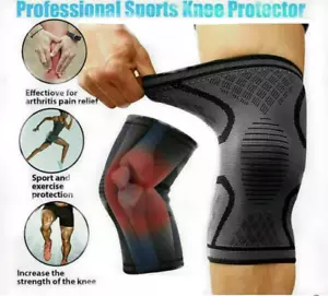 Knee Compression Wraps Weight Lifting Straps, Guard Pads Sleeve Powerlifting Gym - Picture 1 of 7