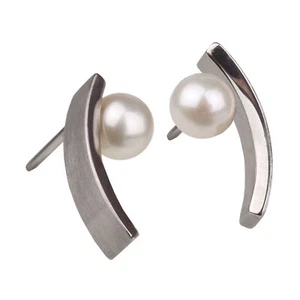 Ernstes Design Ohrringe E187 Edelstahl Perlen 5 mm Stecker Ohrstecker - Bild 1 von 3