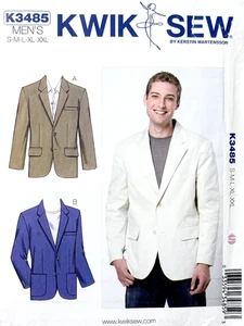 Kwik Sew Pattern K3485 Mens Half-Lined 2 Button Jacket Sizes S M L XL & XXL - Picture 1 of 2