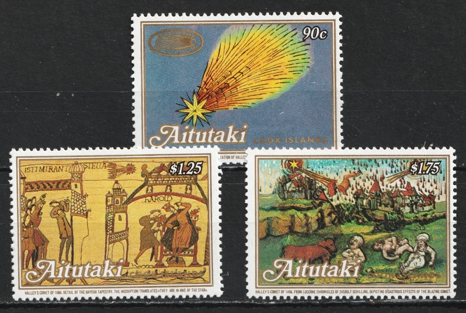 1986 Aitutaki Cook Islands Sc# 387-89 - Halley's Comet, Space. MNH Cv$5.00 - Image 1 of 1