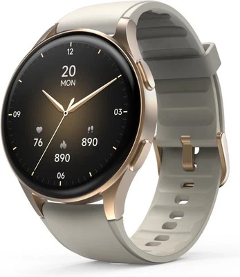 Hama Smartwatch 8900 – Goldene Smartwatch mit Telefonfunktion, GPS, AMOLED-Displ