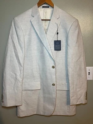 Blazer masculino Club Room linho creme mistura de algodão tamanho 44L novo com etiquetas - Imagem 1 de 4