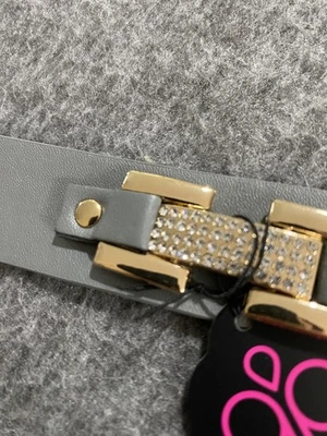 Brazalete urbano Paparazzi Going platino dorado ancho gris imitación cuero a presión nuevo Foto 1 de 4