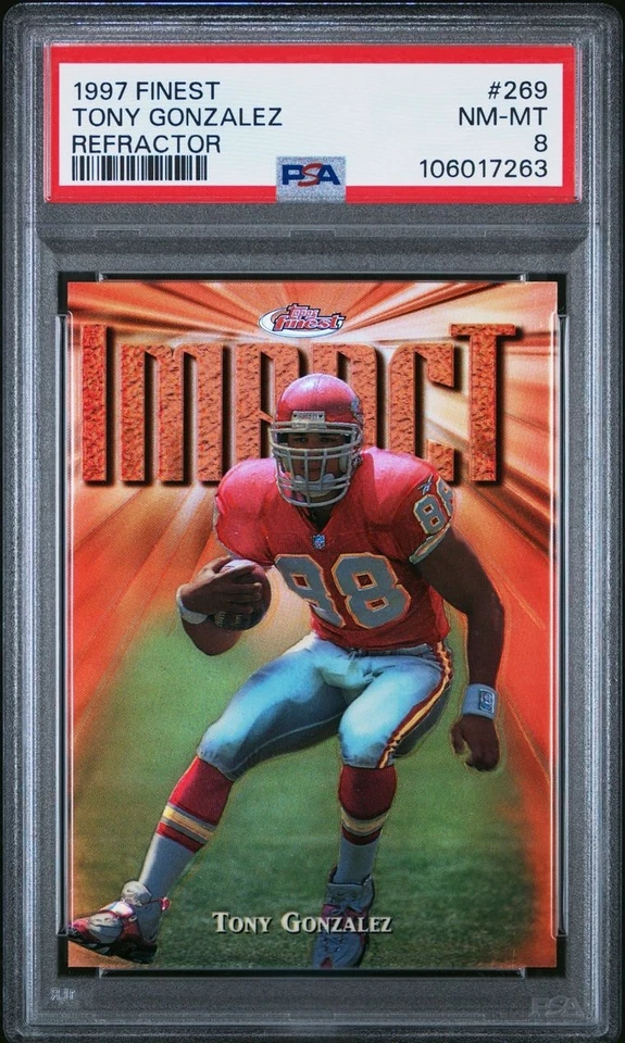 Topps Finest Tony Gonzalez 1997 refractor novato #269 RC PSA 8 Foto 1 de 2