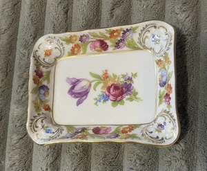 Vintage Trinket Dish Dresden Flowers Schumann Arzberg Golden Crown E&R Empress - Bild 1 von 3