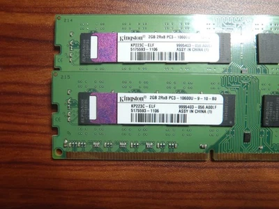 Lot of 2 Kingston 2GB PC3 - 10600U-9-10-80 (1333 MHz) Desktop Dimm Memory Module - Image 1 of 3