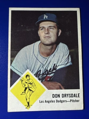 Fleer Don Drysdale 1963 #41 Los Angeles Dodgers Salón de la fama arrugado *SNOCARDS* Foto 1 de 2