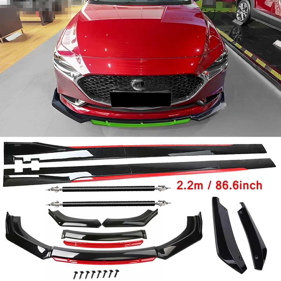 For Mazda 2 3 6 UNIVE Front Bumper Lip Spoiler Splitter Side Skirt Glossy Black Foto 1 de 4