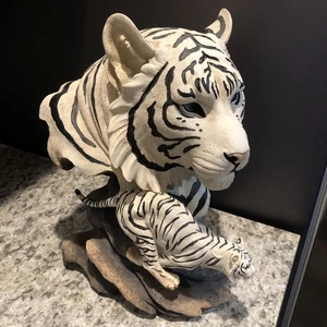 3D White Siberian Tiger Head Resin Art Animal Figurine Statue 12 inches tall DWK - Picture 1 of 12