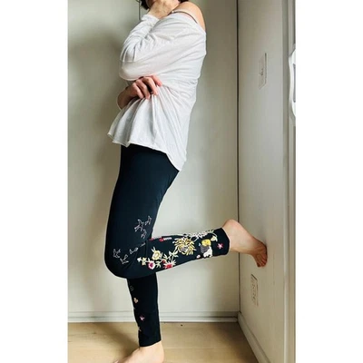 JW Los Angles Leggings Talla Grande Negro Confort Diseño Boho Bordado Foto 1 de 4