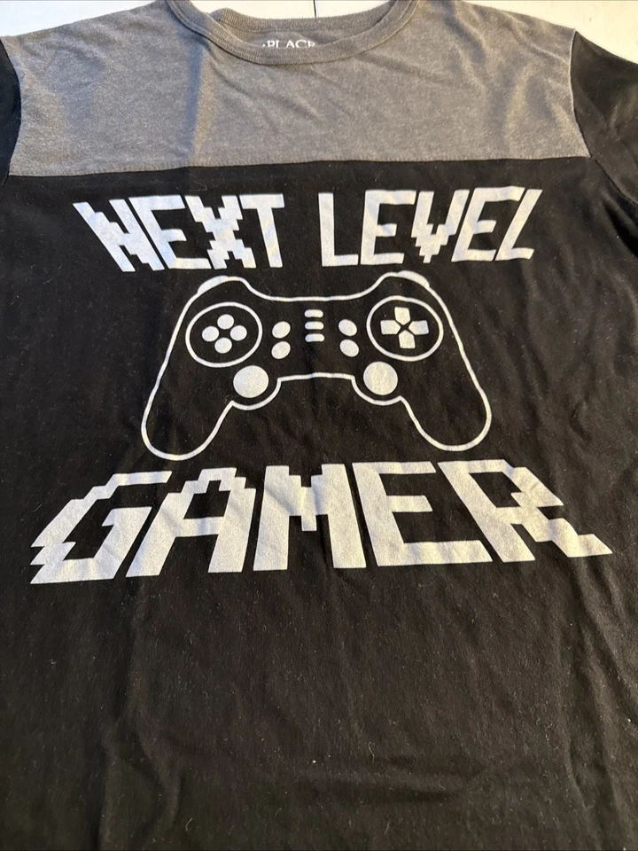 Camiseta gráfica The Childrens Place XXL-16 (18/25) manga longa preta e cinza masculina - Imagem 1 de 3