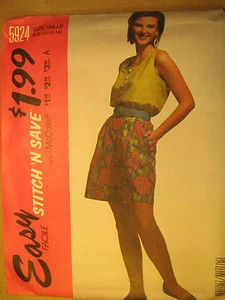 UNCUT Pattern 1992 EASY McCall SIZE Misses 8 10 12 14 Tank Top SHORTS 5924 [Z25] - Picture 1 of 1