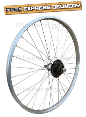 BALDY'S 26 Zoll HINTEN Mountainbike / Radrad + 7 Gang Shimano Freilauf Silberlegierung